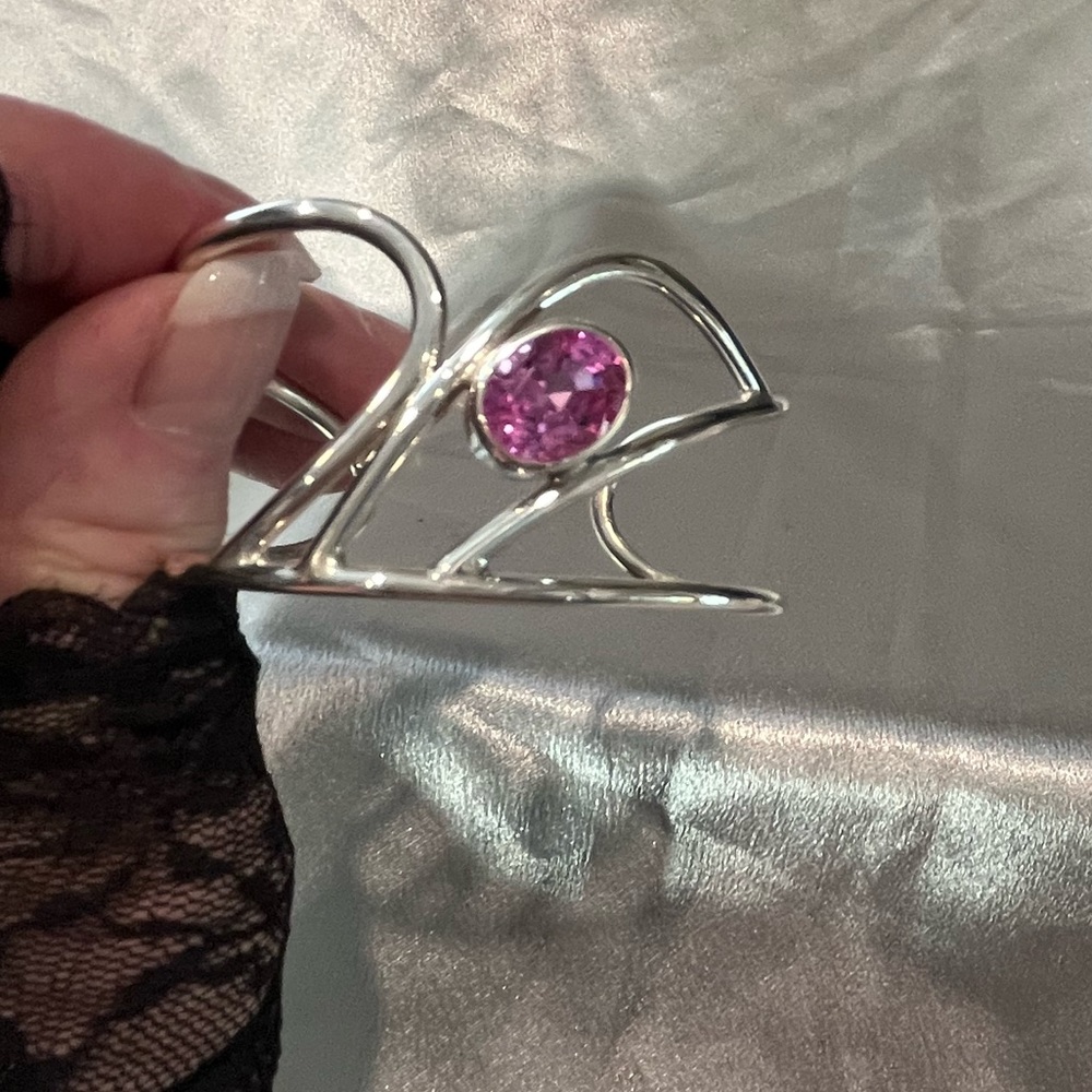 NWT Sterling Pink Topaz Cuff Small